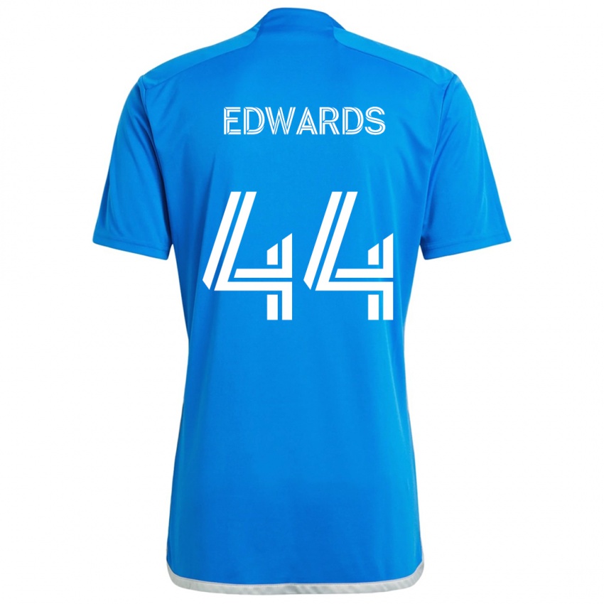 Niño Camiseta Raheem Edwards #44 Azul Blanco 1ª Equipación 2024/25 La Camisa Perú