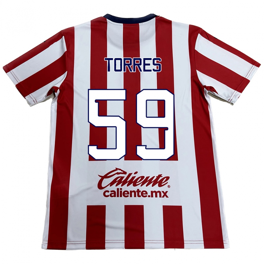 Niño Camiseta Christian Torres #59 Rojo Blanco 1ª Equipación 2024/25 La Camisa Perú