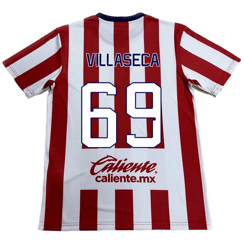 Niño Camiseta Daniel Villaseca #69 Rojo Blanco 1ª Equipación 2024/25 La Camisa Perú