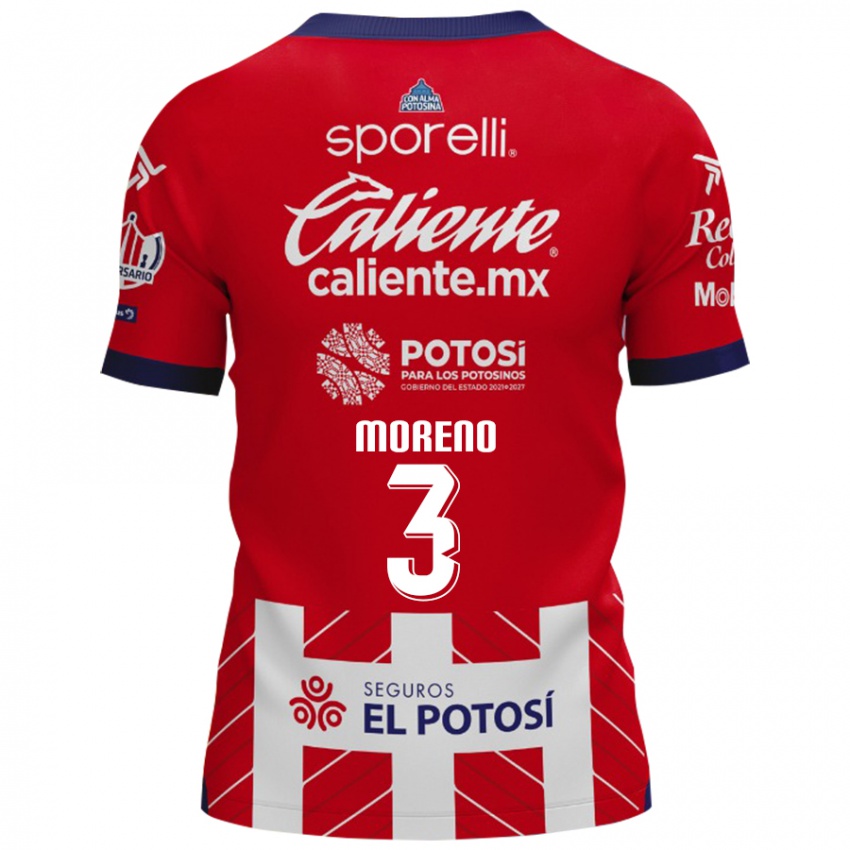 Niño Camiseta Iker Moreno #3 Rojo Blanco 1ª Equipación 2024/25 La Camisa Perú