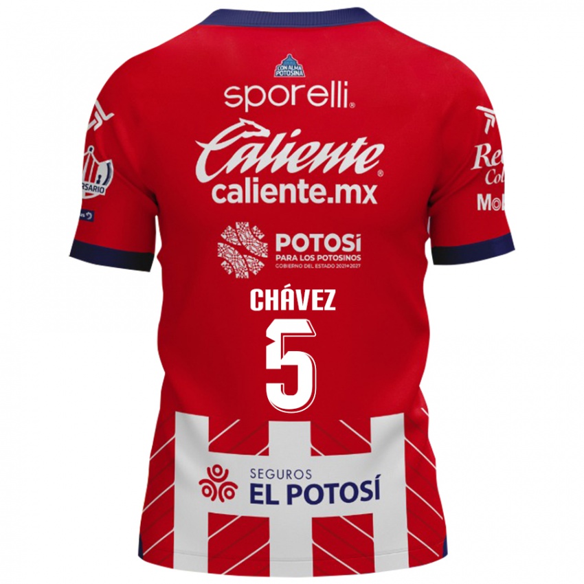 Niño Camiseta Ricardo Chávez #5 Rojo Blanco 1ª Equipación 2024/25 La Camisa Perú