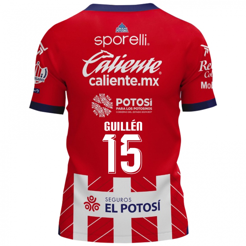 Niño Camiseta Daniel Guillén #15 Rojo Blanco 1ª Equipación 2024/25 La Camisa Perú