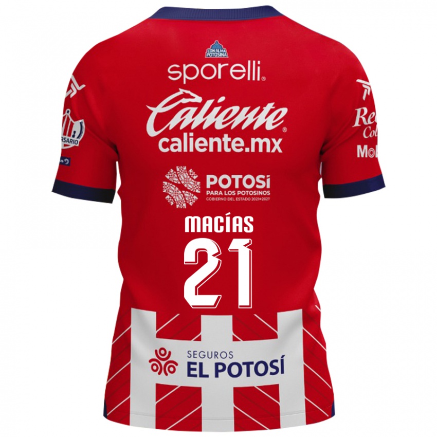 Niño Camiseta Óscar Macías #21 Rojo Blanco 1ª Equipación 2024/25 La Camisa Perú