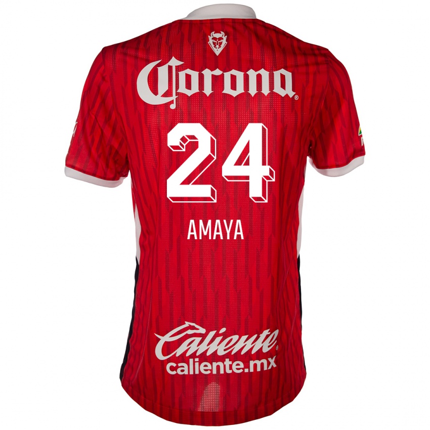 Niño Camiseta Frankie Amaya #24 Rojo Blanco 1ª Equipación 2024/25 La Camisa Perú