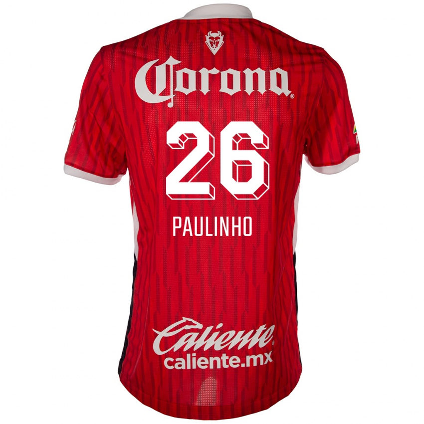 Niño Camiseta Paulinho #26 Rojo Blanco 1ª Equipación 2024/25 La Camisa Perú