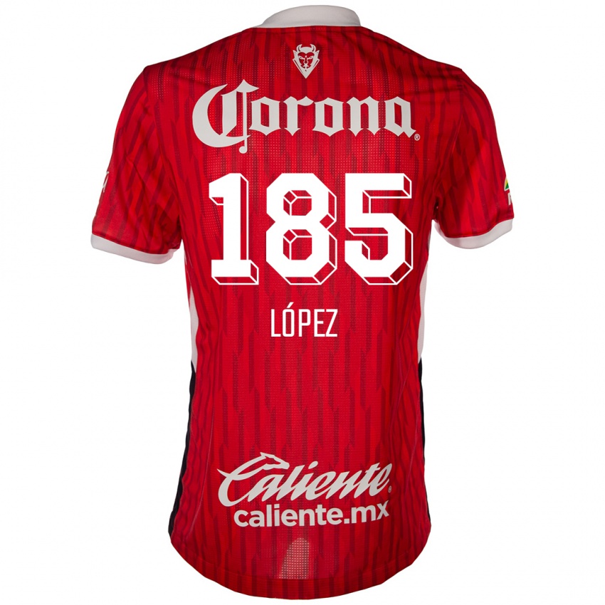 Niño Camiseta David López #185 Rojo Blanco 1ª Equipación 2024/25 La Camisa Perú