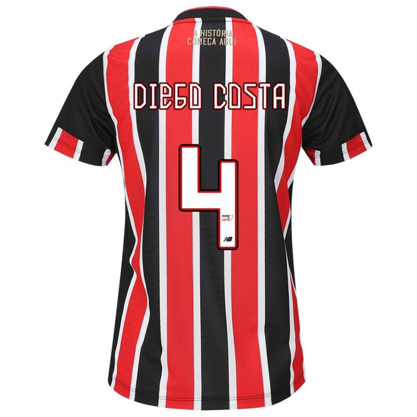 Niño Camiseta Diego Costa #4 Negro Rojo Blanco 2ª Equipación 2024/25 La Camisa Perú