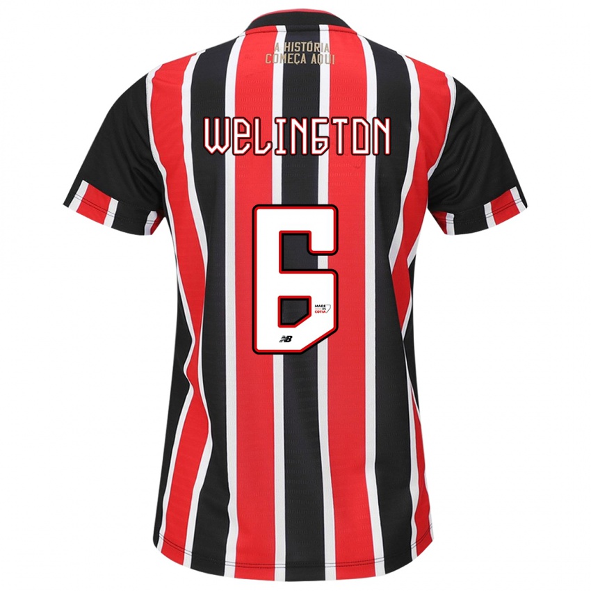 Niño Camiseta Welington #6 Negro Rojo Blanco 2ª Equipación 2024/25 La Camisa Perú