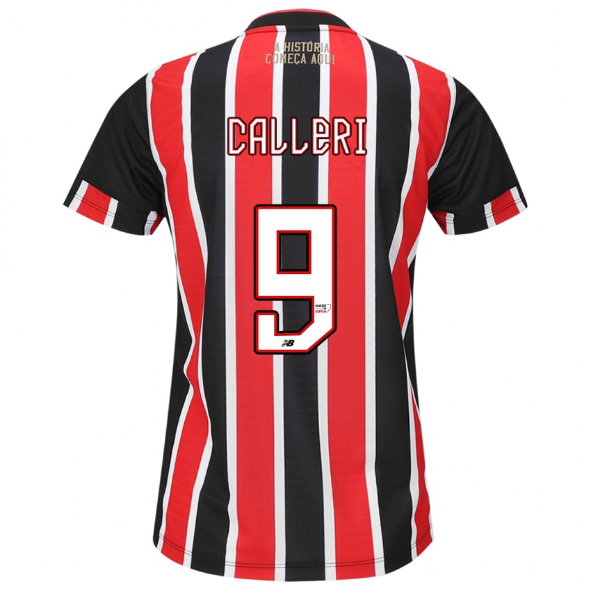 Niño Camiseta Jonathan Calleri #9 Negro Rojo Blanco 2ª Equipación 2024/25 La Camisa Perú