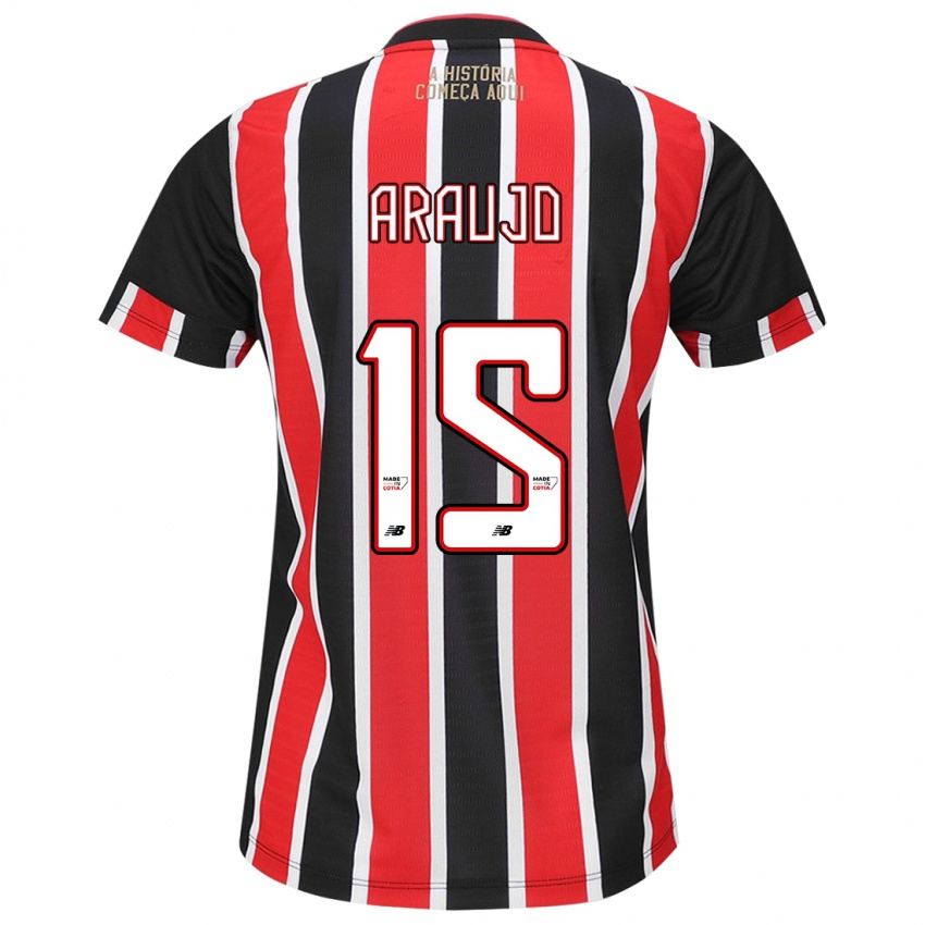 Niño Camiseta Michel Araújo #15 Negro Rojo Blanco 2ª Equipación 2024/25 La Camisa Perú