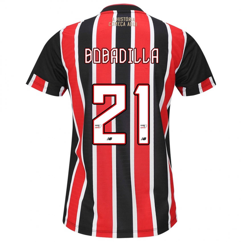 Niño Camiseta Damián Bobadilla #21 Negro Rojo Blanco 2ª Equipación 2024/25 La Camisa Perú