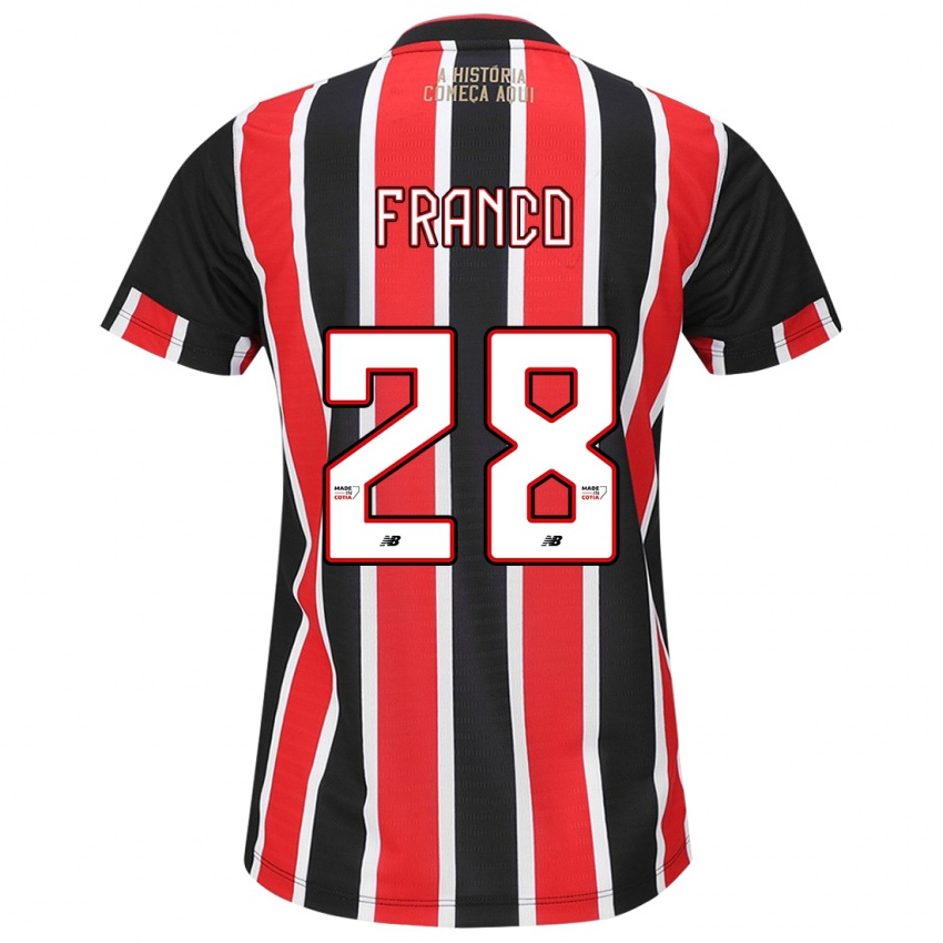 Niño Camiseta Alan Franco #28 Negro Rojo Blanco 2ª Equipación 2024/25 La Camisa Perú