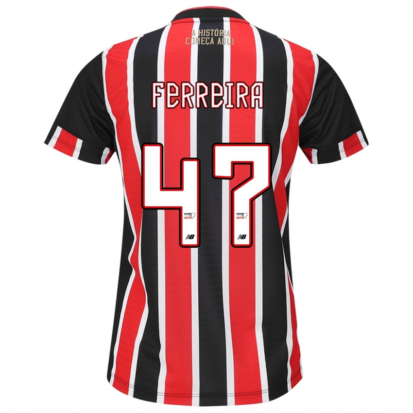 Niño Camiseta Ferreira #47 Negro Rojo Blanco 2ª Equipación 2024/25 La Camisa Perú