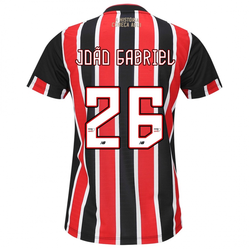 Niño Camiseta João Gabriel #26 Negro Rojo Blanco 2ª Equipación 2024/25 La Camisa Perú