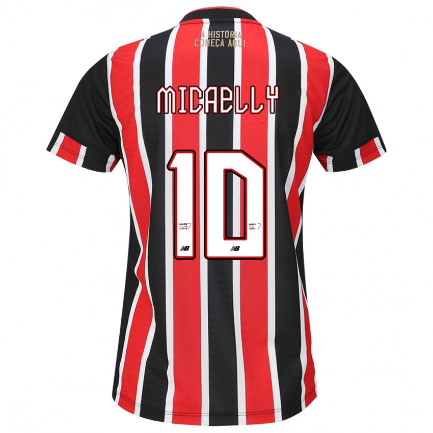 Niño Camiseta Micaelly #10 Negro Rojo Blanco 2ª Equipación 2024/25 La Camisa Perú