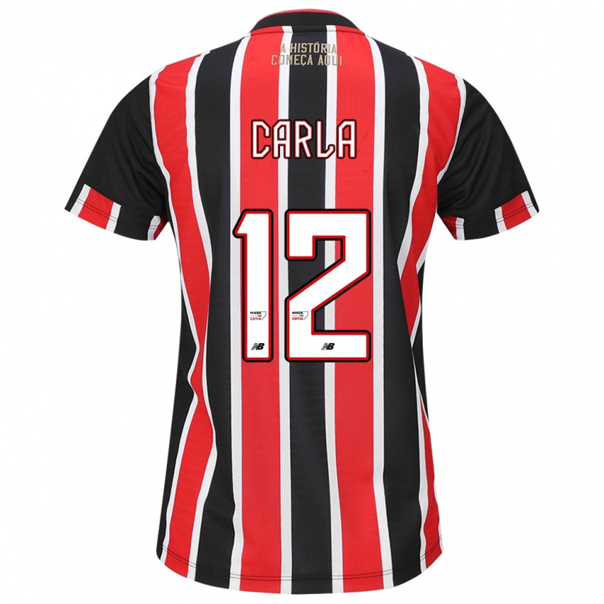 Niño Camiseta Carla Maria Da Silva #12 Negro Rojo Blanco 2ª Equipación 2024/25 La Camisa Perú