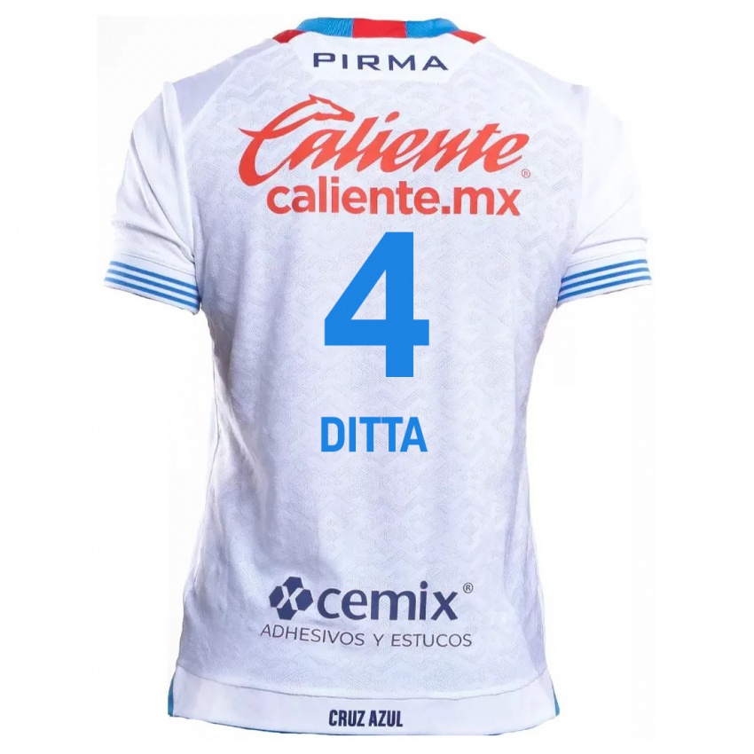 Niño Camiseta Willer Ditta #4 Blanco Azul 2ª Equipación 2024/25 La Camisa Perú