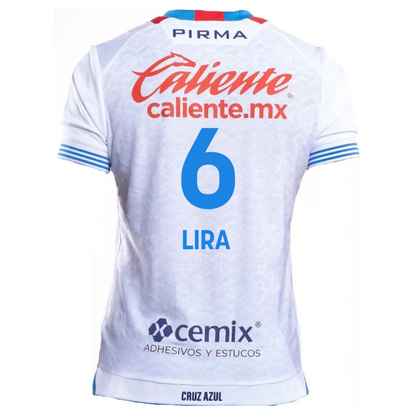 Niño Camiseta Érik Lira #6 Blanco Azul 2ª Equipación 2024/25 La Camisa Perú