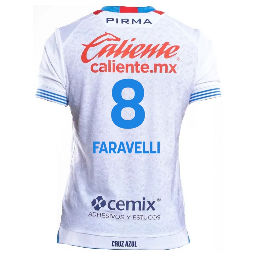 Niño Camiseta Lorenzo Faravelli #8 Blanco Azul 2ª Equipación 2024/25 La Camisa Perú