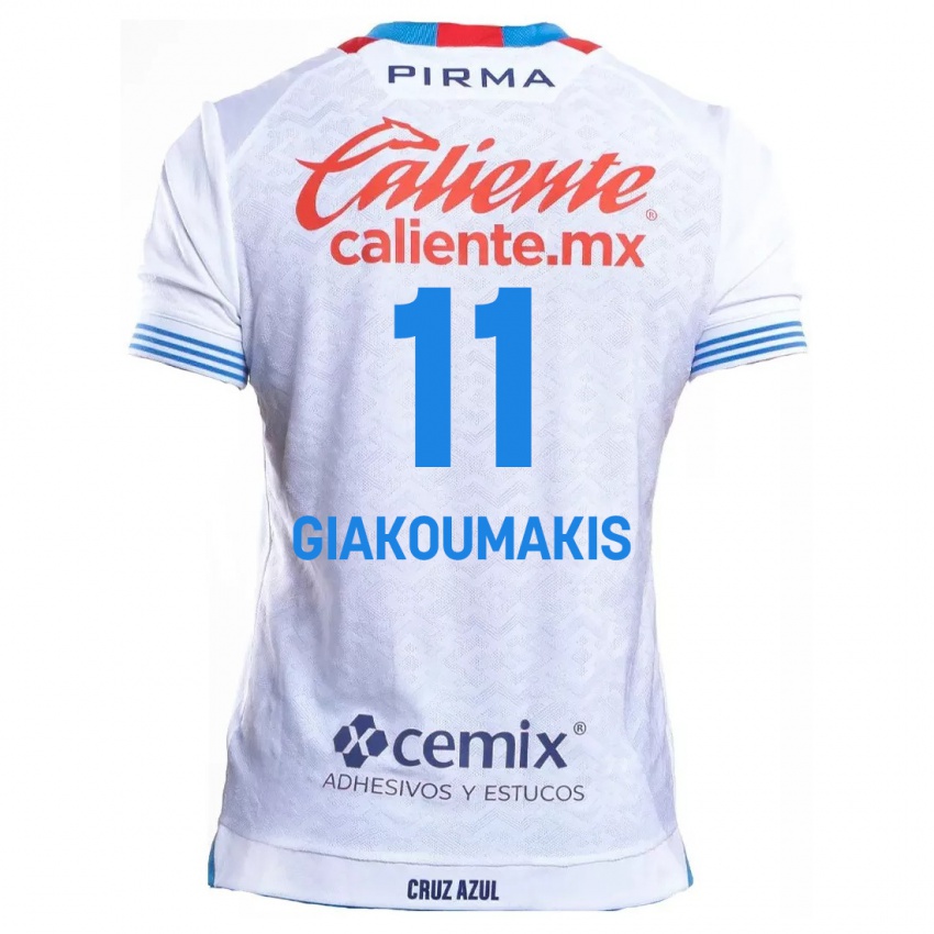 Niño Camiseta Georgios Giakoumakis #11 Blanco Azul 2ª Equipación 2024/25 La Camisa Perú