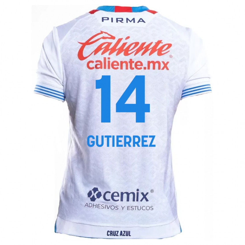 Niño Camiseta Alexis Gutierrez #14 Blanco Azul 2ª Equipación 2024/25 La Camisa Perú