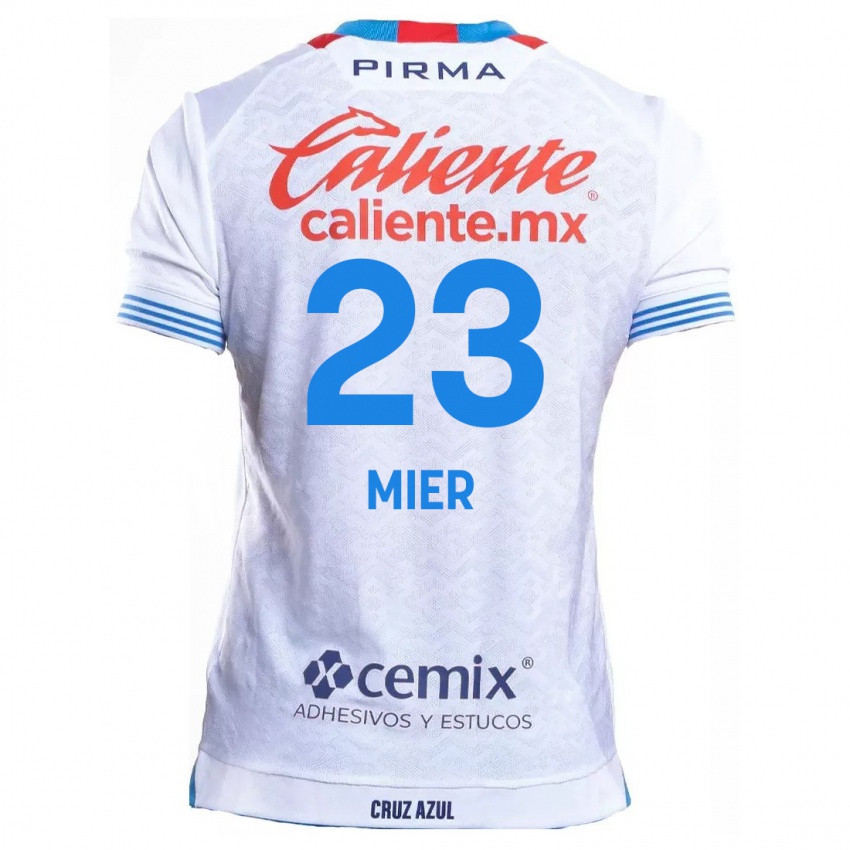 Niño Camiseta Kevin Mier #23 Blanco Azul 2ª Equipación 2024/25 La Camisa Perú