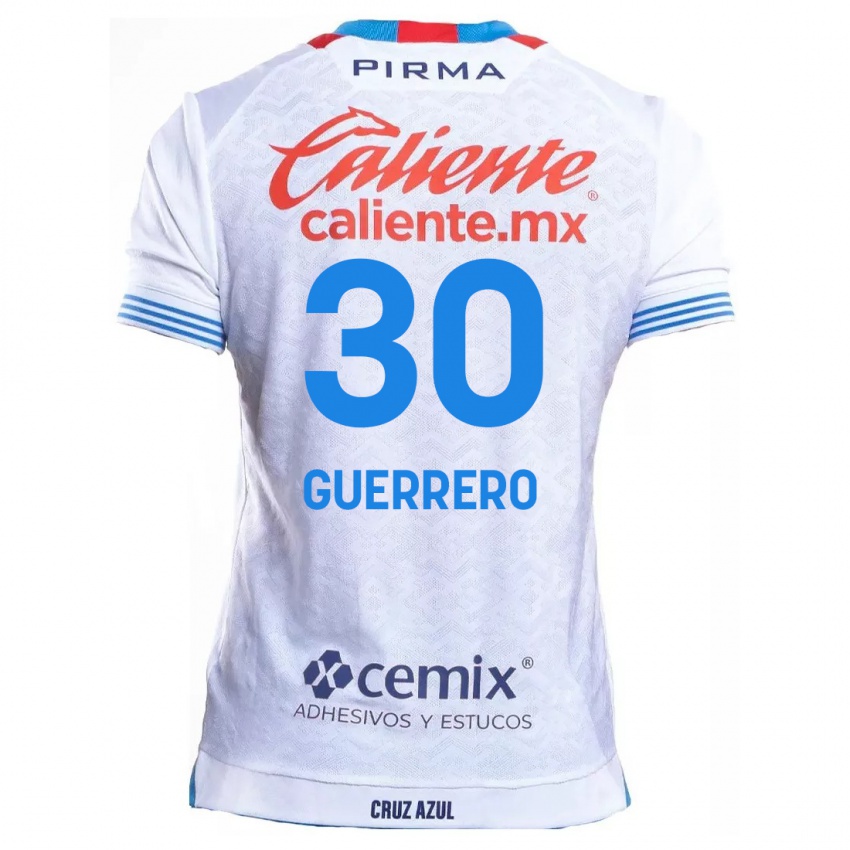 Niño Camiseta Rafael Guerrero #30 Blanco Azul 2ª Equipación 2024/25 La Camisa Perú