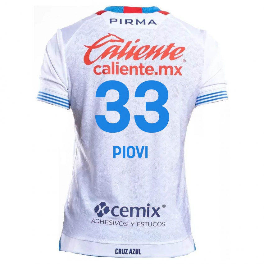 Niño Camiseta Gonzalo Piovi #33 Blanco Azul 2ª Equipación 2024/25 La Camisa Perú