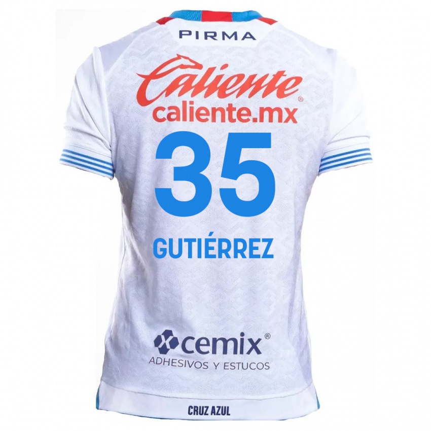 Niño Camiseta Luis Gutiérrez #35 Blanco Azul 2ª Equipación 2024/25 La Camisa Perú