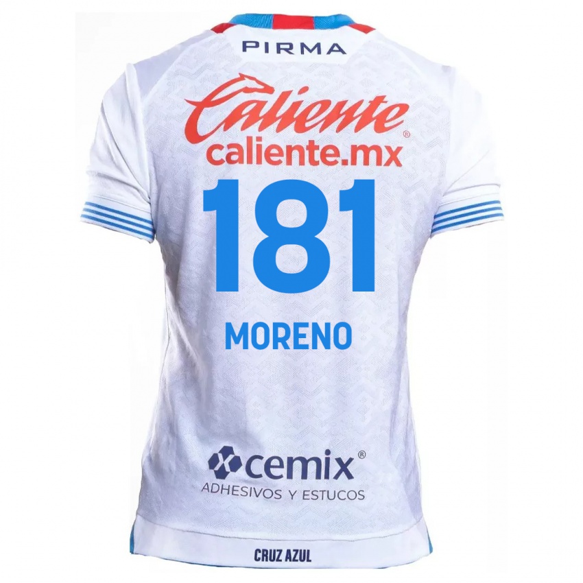 Niño Camiseta Roberto Moreno #181 Blanco Azul 2ª Equipación 2024/25 La Camisa Perú