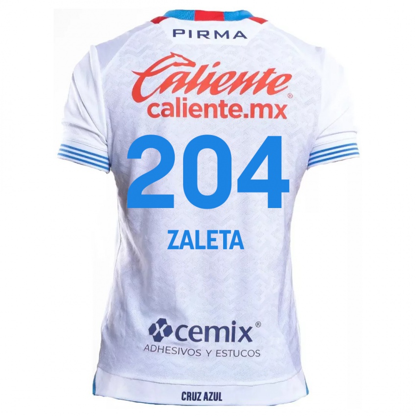 Niño Camiseta Mauro Zaleta #204 Blanco Azul 2ª Equipación 2024/25 La Camisa Perú