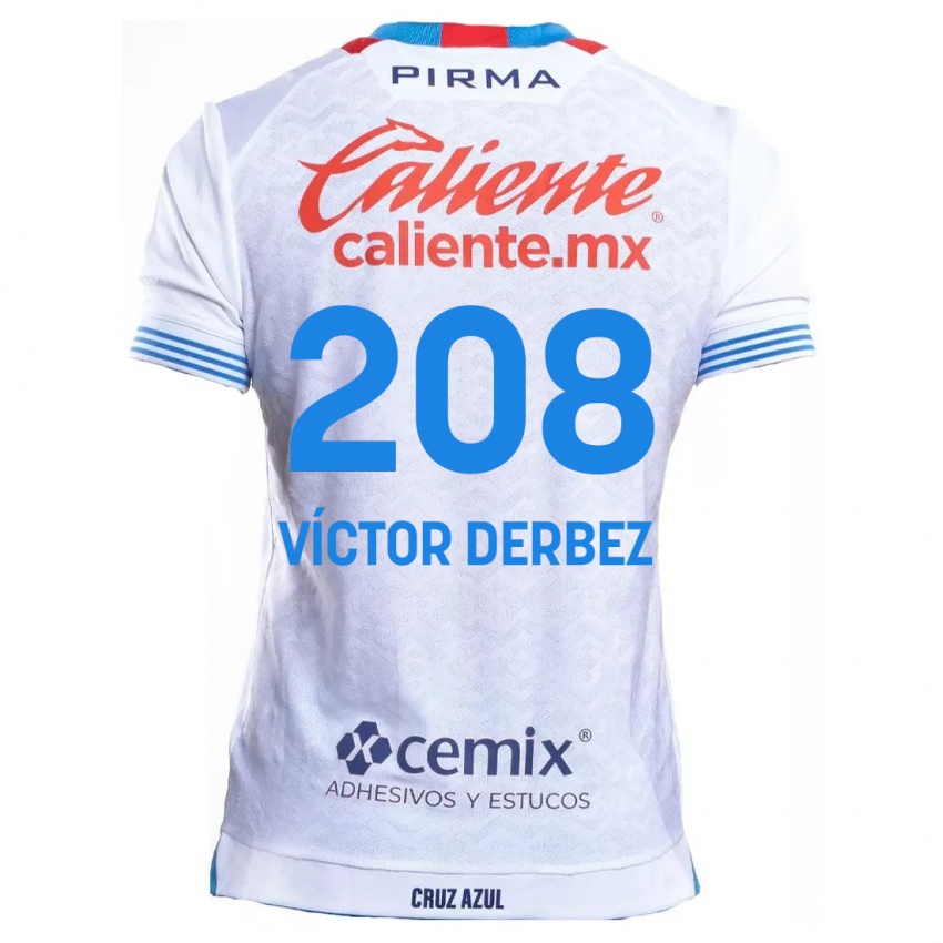 Niño Camiseta Louis Víctor Derbez #208 Blanco Azul 2ª Equipación 2024/25 La Camisa Perú