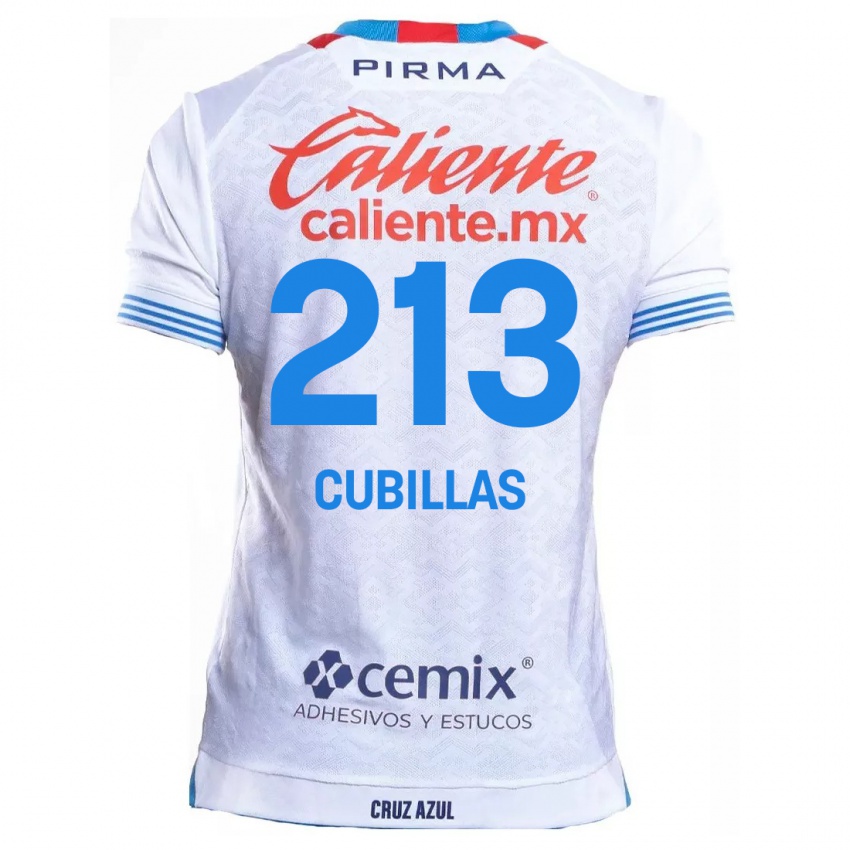 Niño Camiseta Andre Cubillas #213 Blanco Azul 2ª Equipación 2024/25 La Camisa Perú