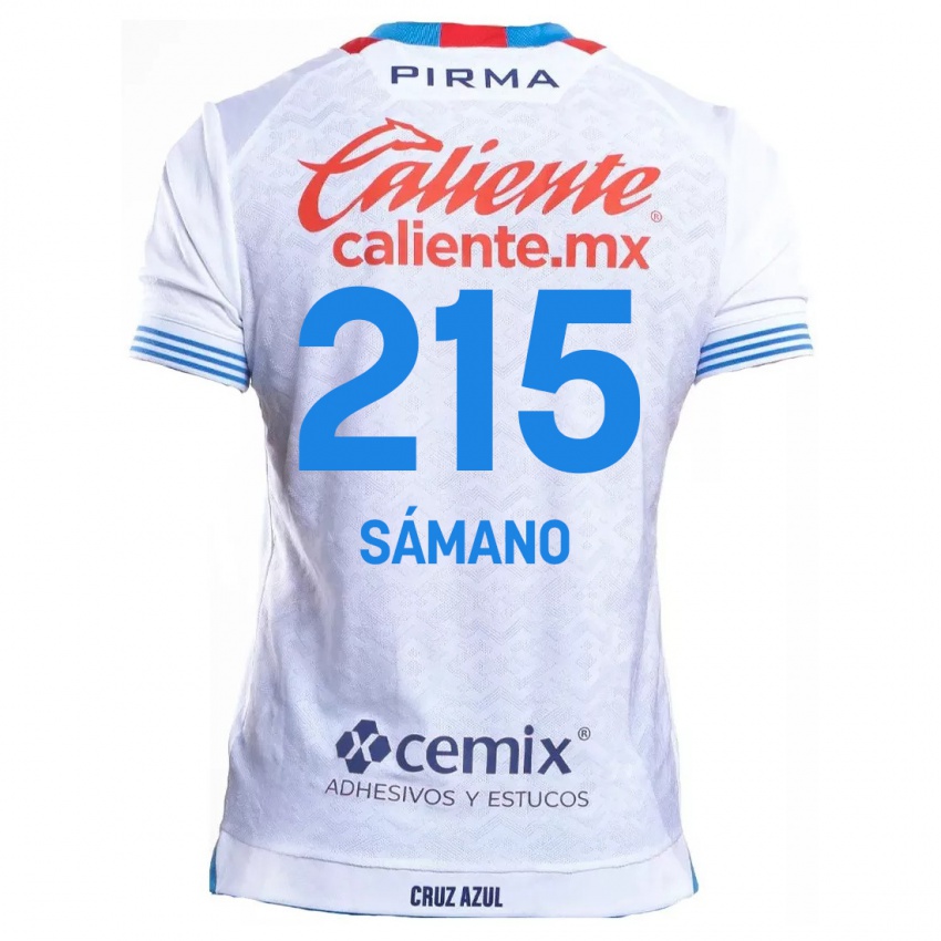 Niño Camiseta Fernando Sámano #215 Blanco Azul 2ª Equipación 2024/25 La Camisa Perú