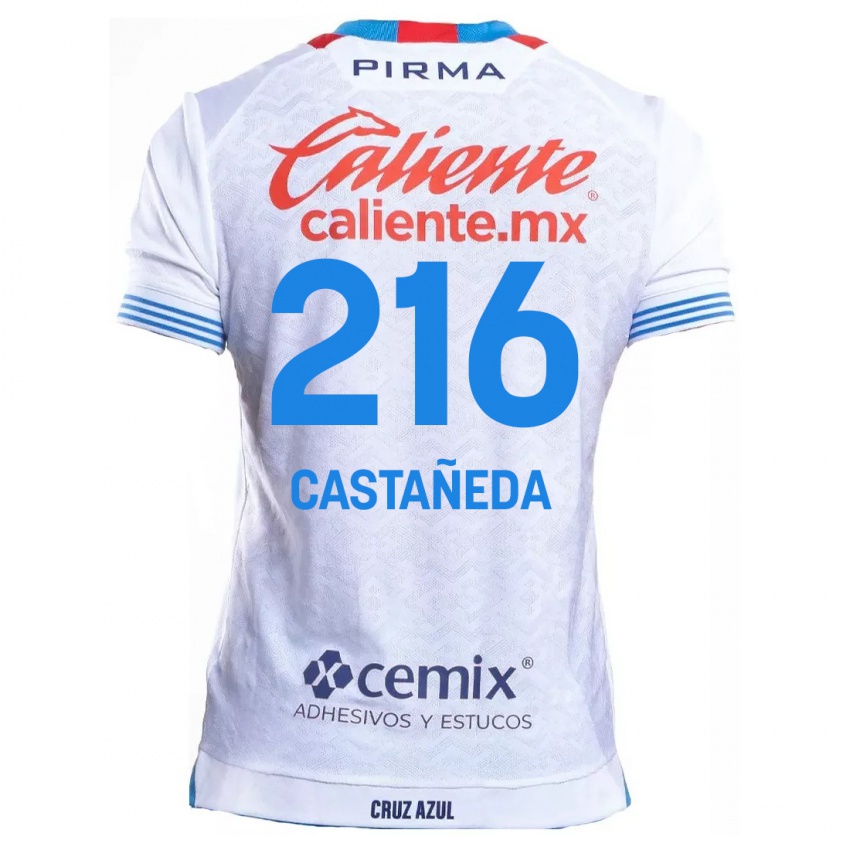 Niño Camiseta Ian Castañeda #216 Blanco Azul 2ª Equipación 2024/25 La Camisa Perú