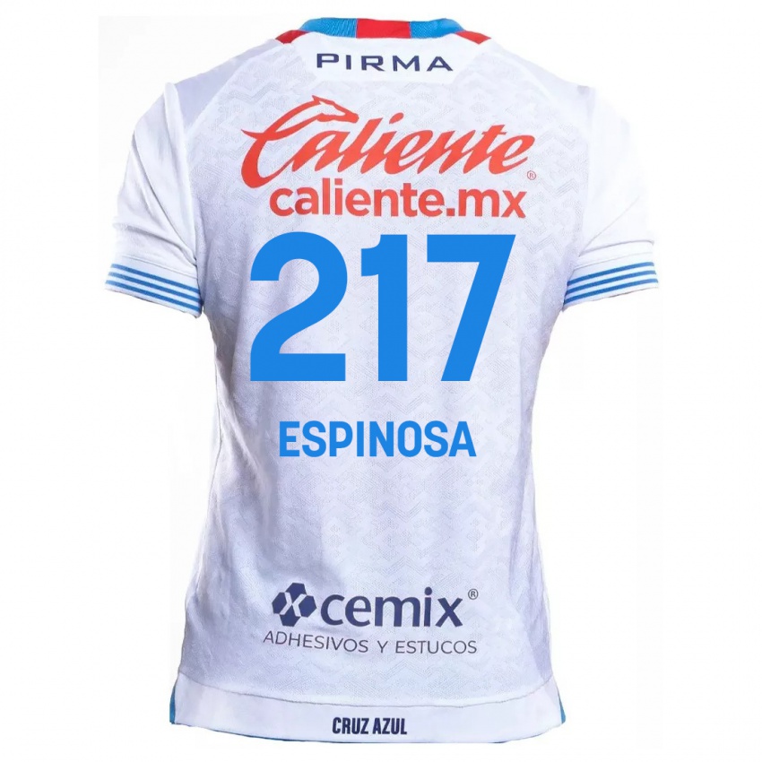 Niño Camiseta Samuel Espinosa #217 Blanco Azul 2ª Equipación 2024/25 La Camisa Perú