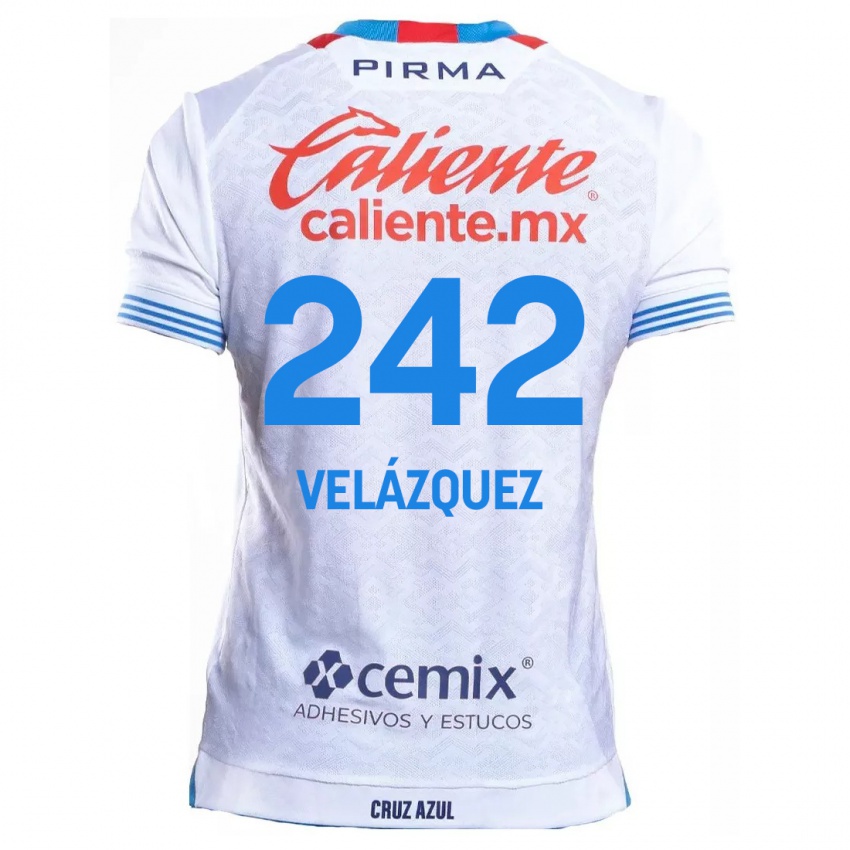 Niño Camiseta Karol Velázquez #242 Blanco Azul 2ª Equipación 2024/25 La Camisa Perú