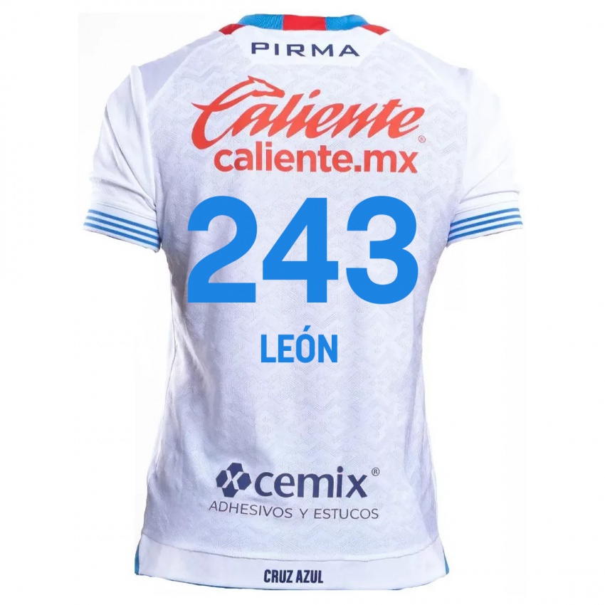 Niño Camiseta Cristhian León #243 Blanco Azul 2ª Equipación 2024/25 La Camisa Perú