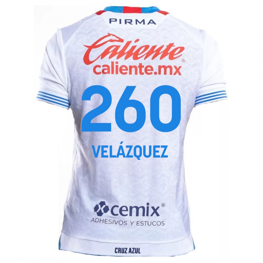 Niño Camiseta Víctor Velázquez #260 Blanco Azul 2ª Equipación 2024/25 La Camisa Perú