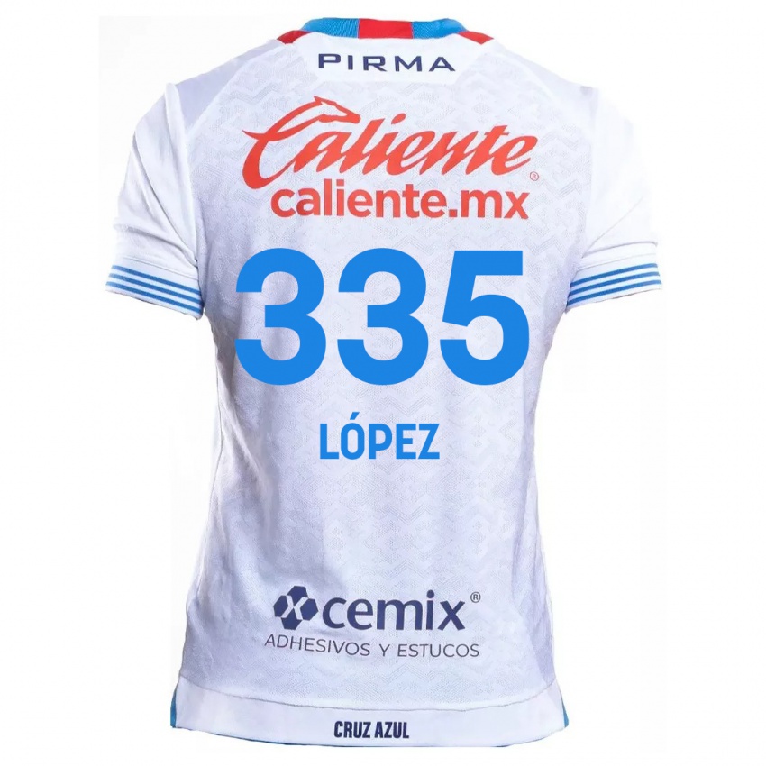 Niño Camiseta Alfredo López #335 Blanco Azul 2ª Equipación 2024/25 La Camisa Perú