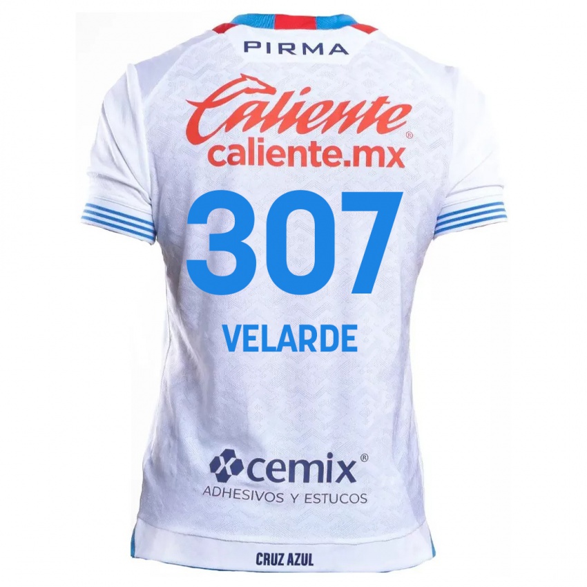 Niño Camiseta Juan Velarde #307 Blanco Azul 2ª Equipación 2024/25 La Camisa Perú