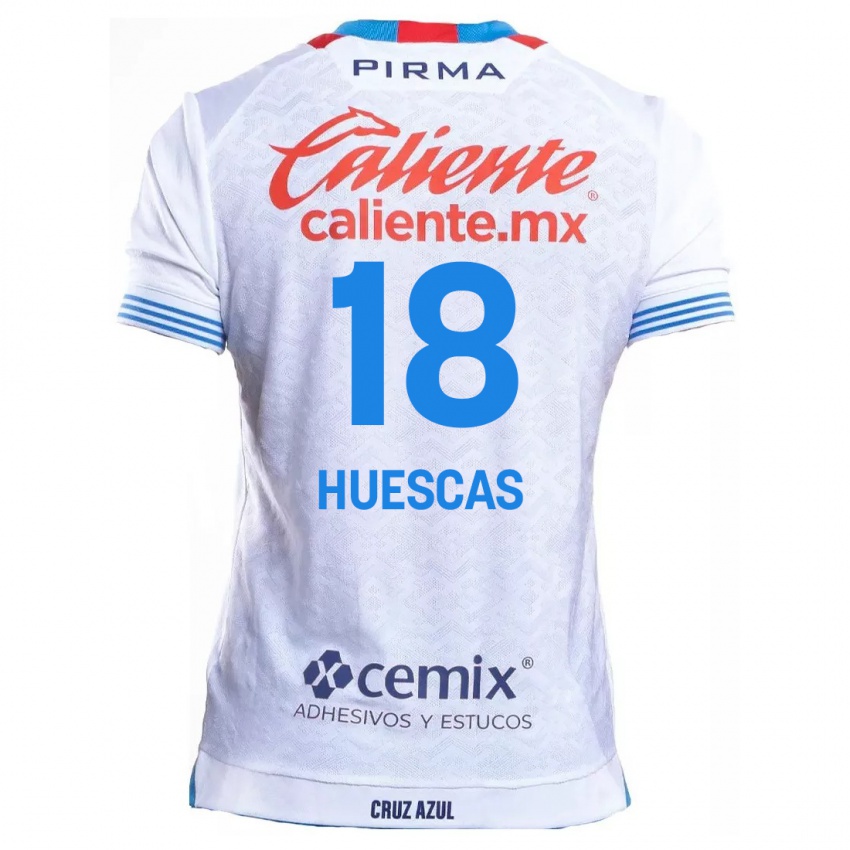 Niño Camiseta Rodrigo Huescas #18 Blanco Azul 2ª Equipación 2024/25 La Camisa Perú