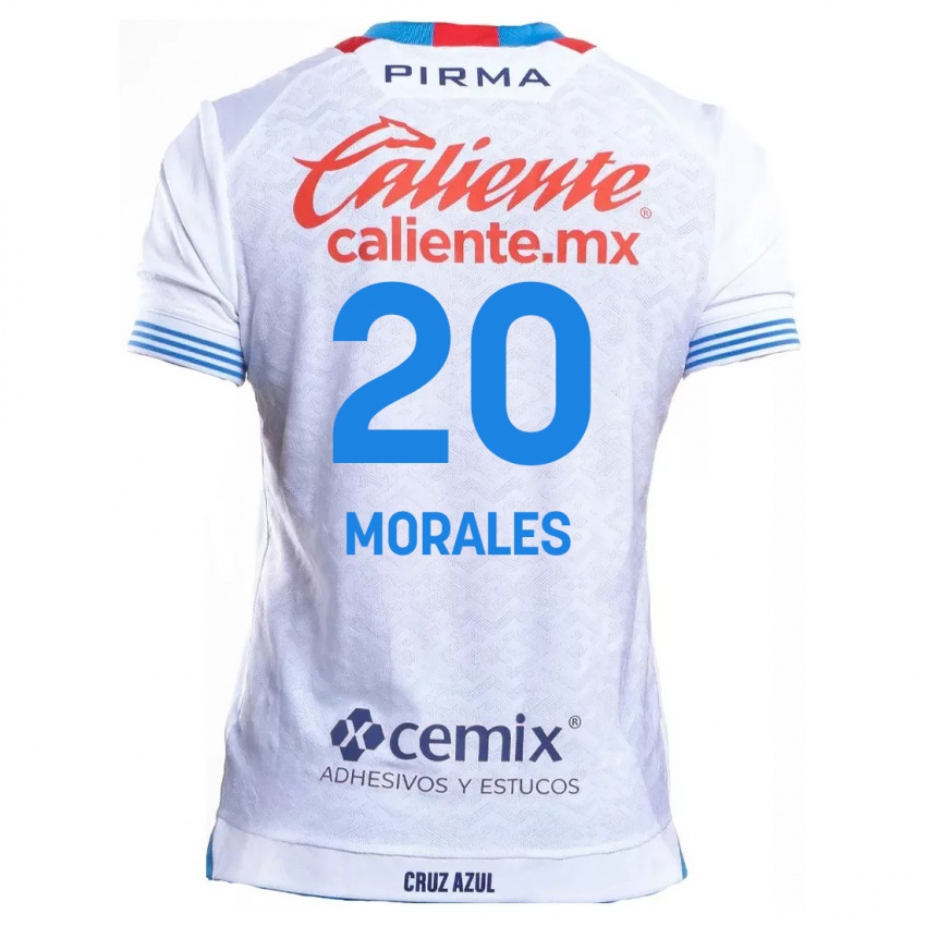 Niño Camiseta Iván Morales #20 Blanco Azul 2ª Equipación 2024/25 La Camisa Perú