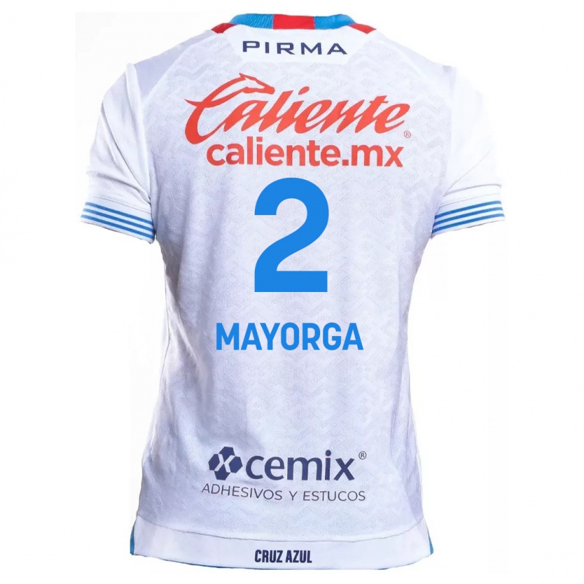 Niño Camiseta Alejandro Mayorga #2 Blanco Azul 2ª Equipación 2024/25 La Camisa Perú