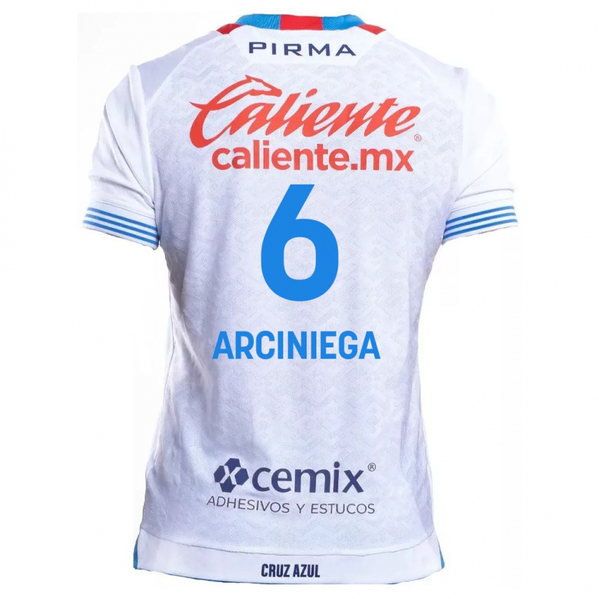 Niño Camiseta Mirelle Arciniega #6 Blanco Azul 2ª Equipación 2024/25 La Camisa Perú