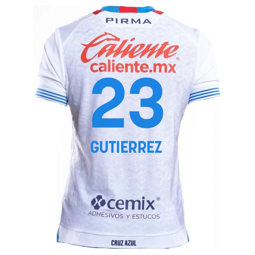 Niño Camiseta Ivonne Gutierrez #23 Blanco Azul 2ª Equipación 2024/25 La Camisa Perú