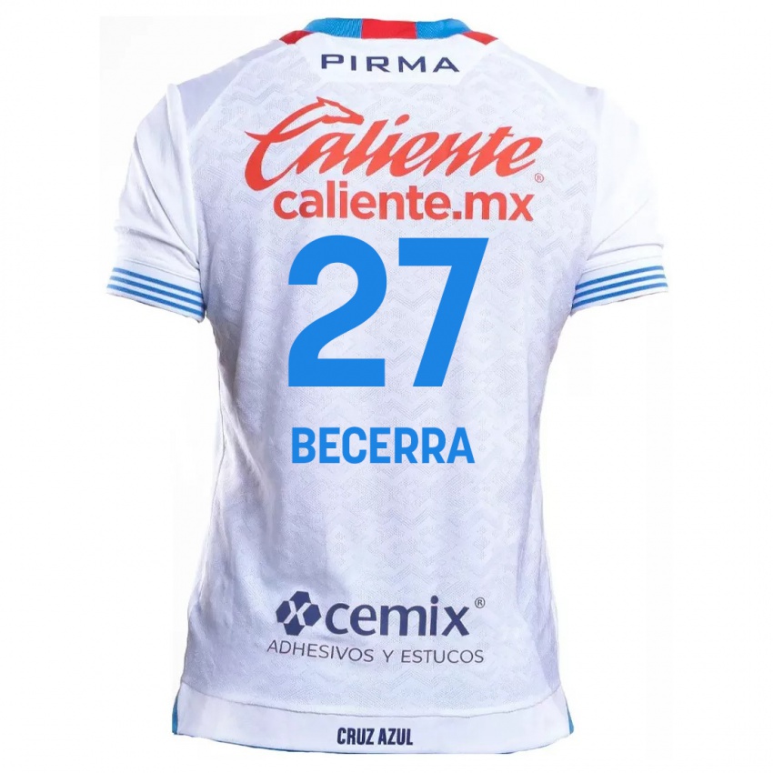 Niño Camiseta Ana Becerra #27 Blanco Azul 2ª Equipación 2024/25 La Camisa Perú