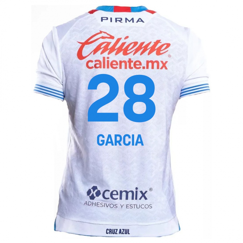 Niño Camiseta Ana Garcia #28 Blanco Azul 2ª Equipación 2024/25 La Camisa Perú