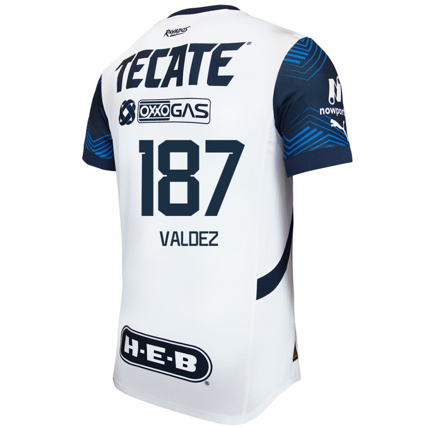 Niño Camiseta Érick Valdez #187 Blanco Azul 2ª Equipación 2024/25 La Camisa Perú