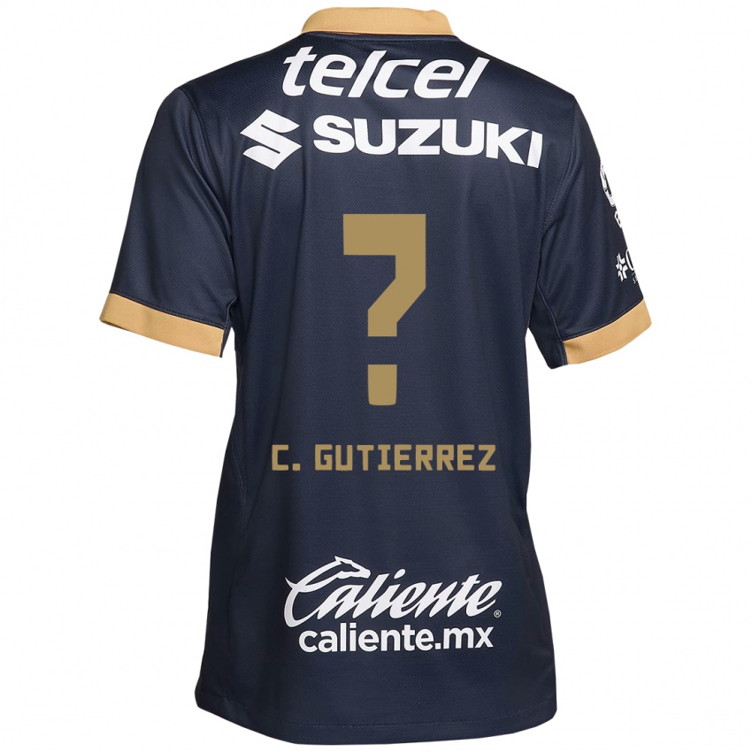 Niño Camiseta Carlos Gutiérrez #0 Obsidiana Dorada Blanca 2ª Equipación 2024/25 La Camisa Perú